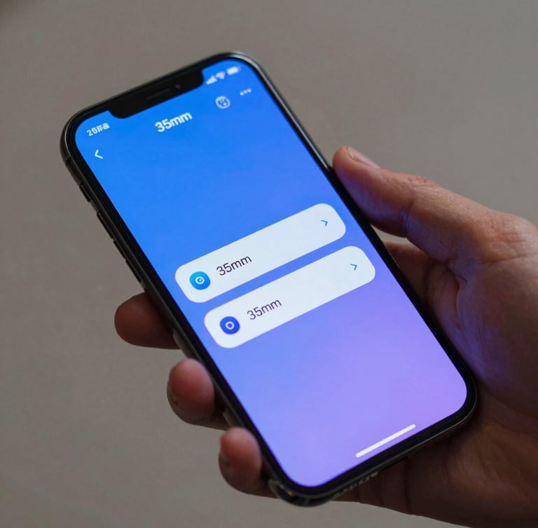 Macro shot of a hand holding a modern smartphone showing a successful digital transaction screen with glowing blue and indigo ambient light, clean tech photography, 35mm