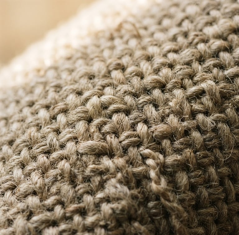 Tight macro crop of heavy-gauge Belgian linen weave, raw tactile threads, soft morning window light, natural shadows, warm oatmeal tones