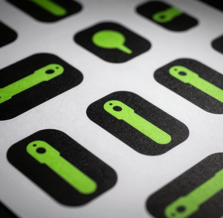 Extreme close-up of physical design mockups printed on heavy matte paper, harsh direct flash, deep shadows, industrial studio setting, sharp 35mm focus.
