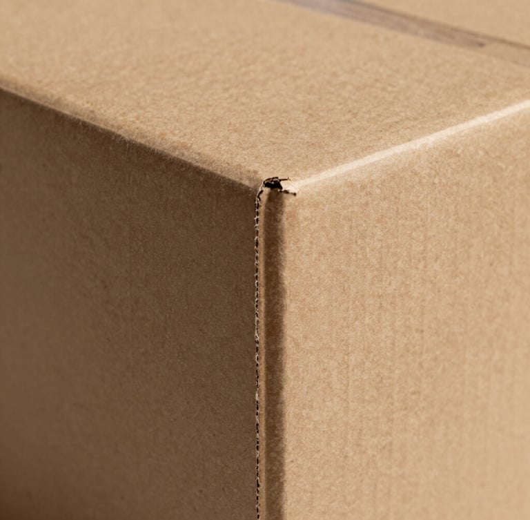 Prism-like studio lighting reflecting off a high-end rigid paperboard box corner, revealing absolute alignment and clean seams, architectural framing