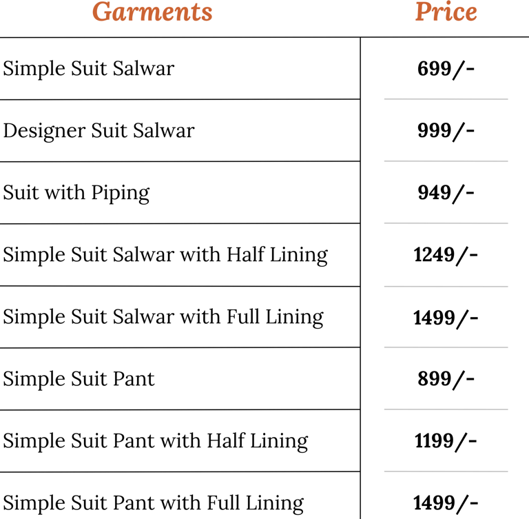 Ladies Tailoring Price