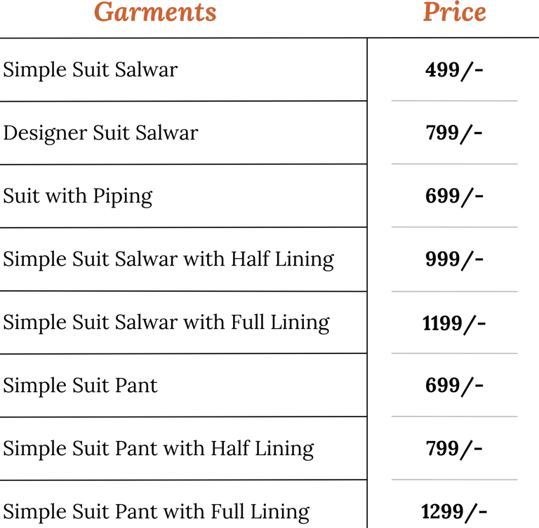 Ladies Tailoring Price