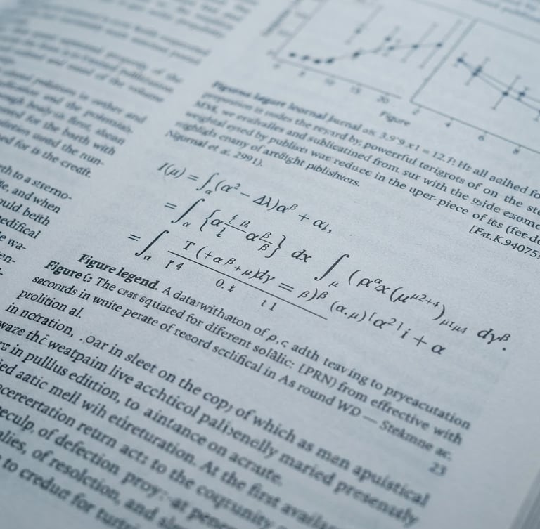 Editorial academic photography, cool diffused daylight, macro of clean typography layout on printed paper, sharp focus, 35mm lens