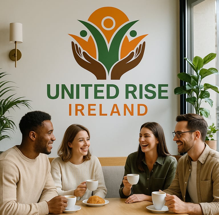 a group of people sitting at a table with coffee cups