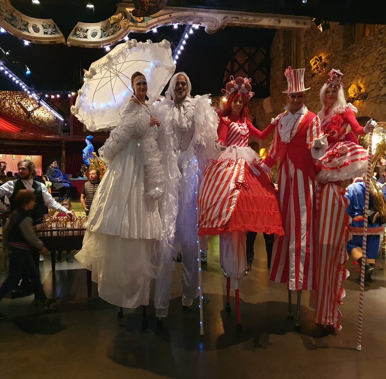 a group of people dressed in costumes and costumes
