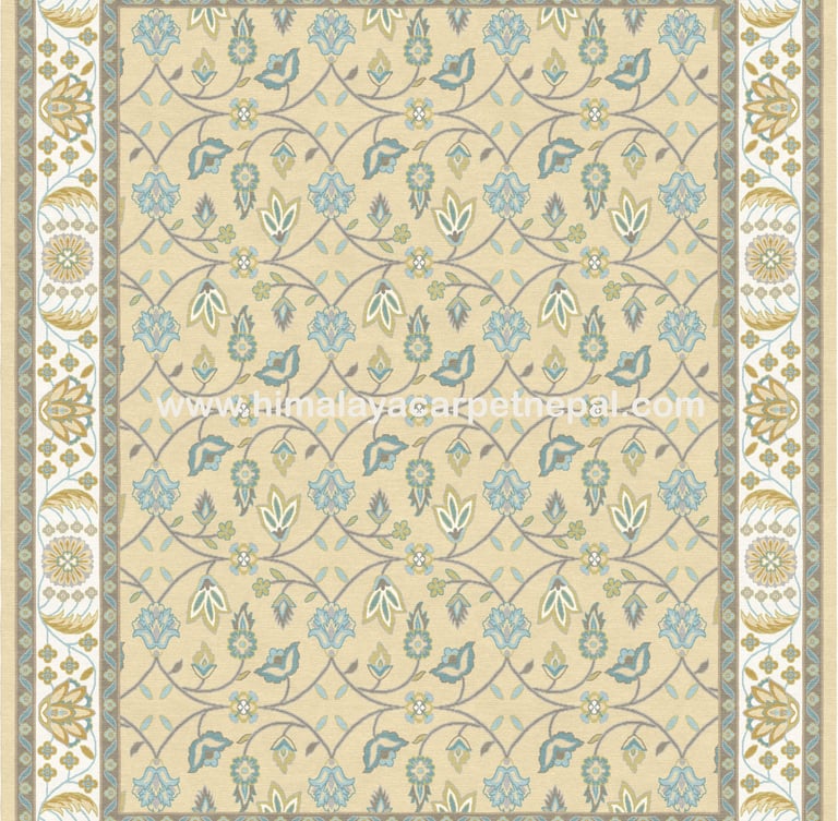 Custom Rugs - Contemporary traditional hand-knotted rug with intricate floral and geometric patterns