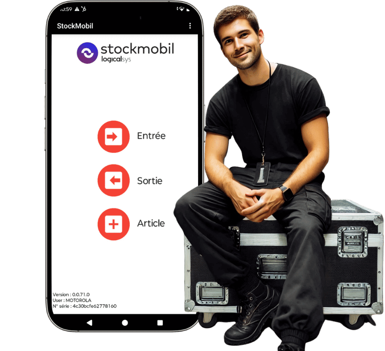 Logisticien dans l'événementiel à côté de stockmobil