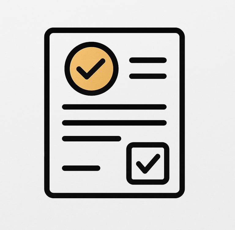AMC contract document icon with checkmark