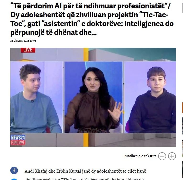 Team Xsolutions featured on BalkanWeb, discussing how AI can support young people.