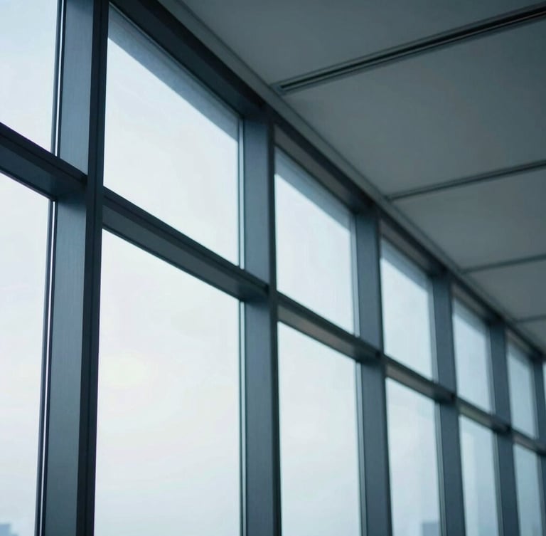 Abstract architectural lines representing structure and data pathways, bright natural light with cool blue undertones, 35mm