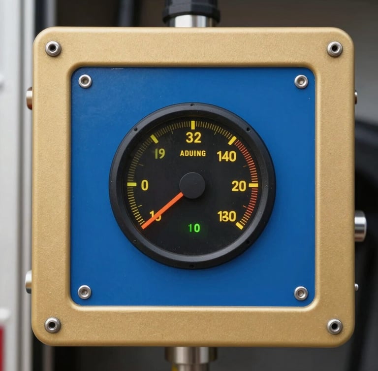 Close-up of a trailer temperature control panel glowing with precise telemetry readings, secured cargo visible in background, sharp focus, industrial lighting