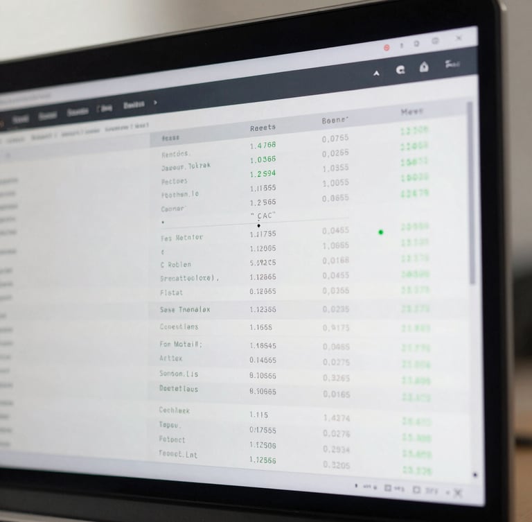 A high-fidelity, cropped close-up of a financial dashboard interface on a clean screen, showing crisp slate borders, monospaced metrics, and a single signal-green active data flow indicator, bright even daylight.