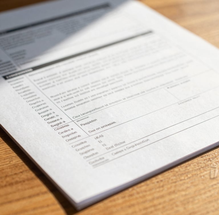Macro close-up of logistics paperwork and official customs seals on a wooden desk, warm golden-hour sun casting long shadows, sharp focus, 35mm