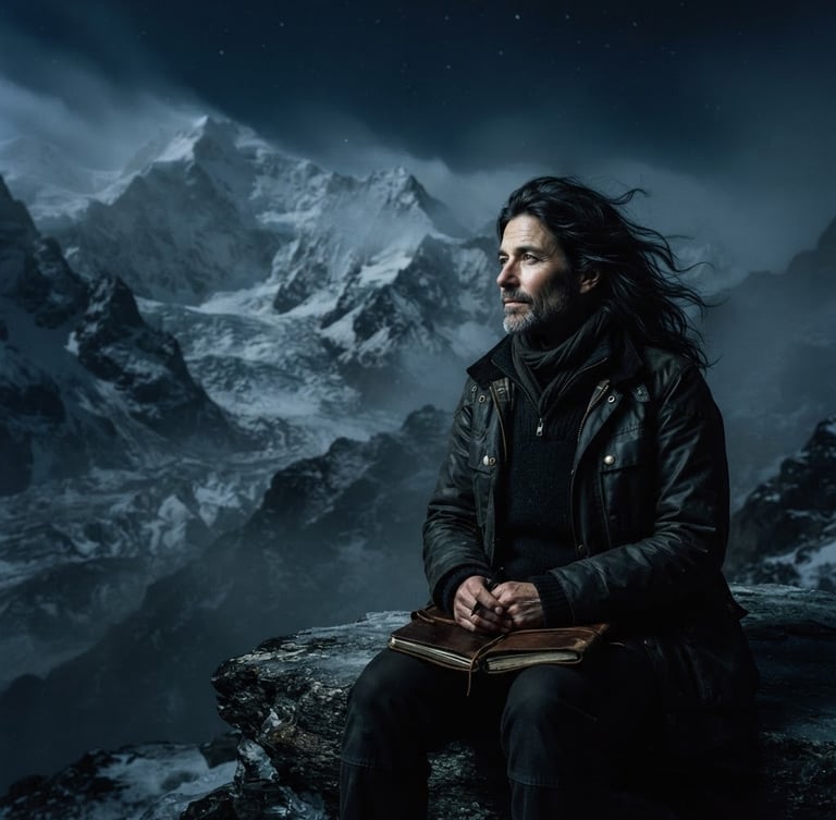 Low-key author portrait of S. G. Isfeld, thoughtful expression, subtle mist, dark background, cinematic lighting, 35mm
