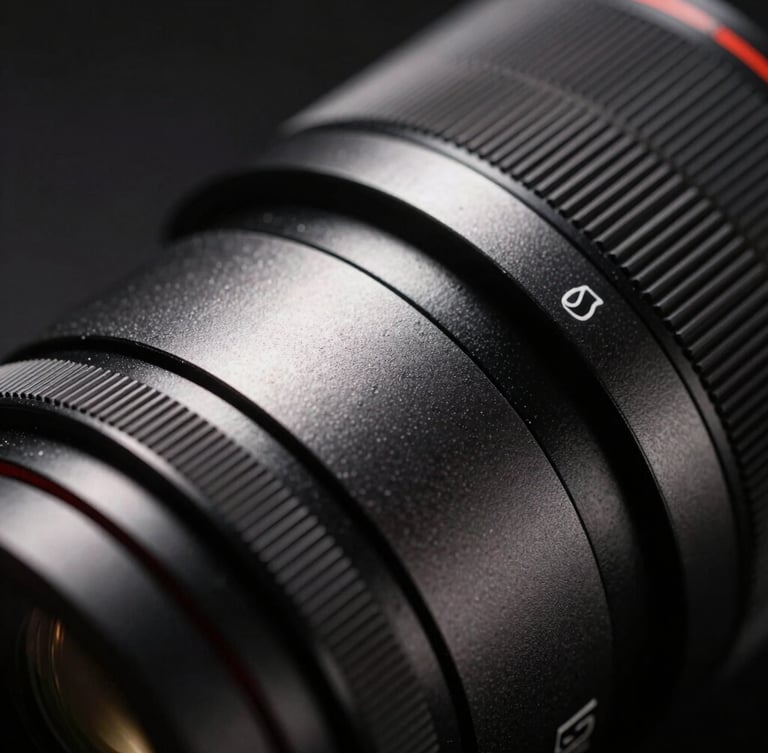 Extreme close-up of a premium physical product with metallic textures, dramatic chiaroscuro single-source hard light, deep shadows, cinematic studio environment.