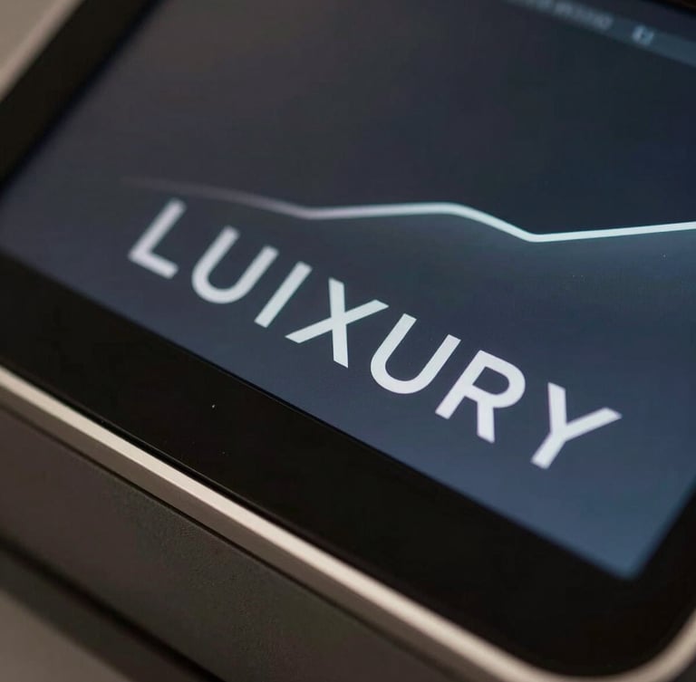 Extreme close-up of a minimalist luxury checkout interface on a dark screen, showing clean typography, silver accent lines, and a smooth growth curve graph in the background, sharp chiaroscuro lighting.