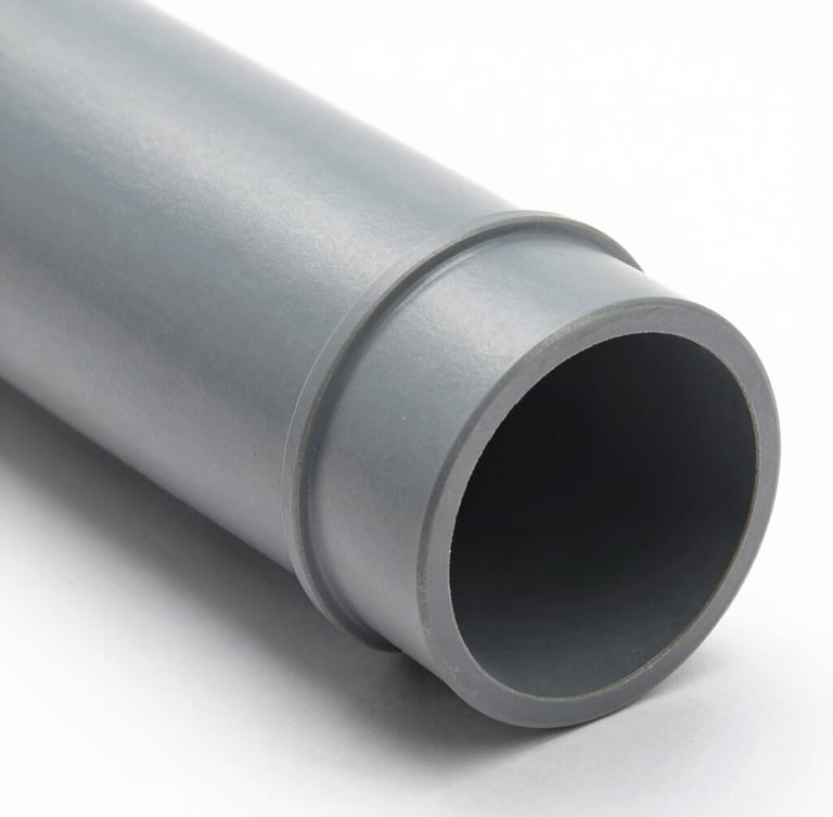 Technical studio shot of a gray slotted PVC cable duct, showing precise finger spacing and durable wall thickness, isometric angle, high clarity.