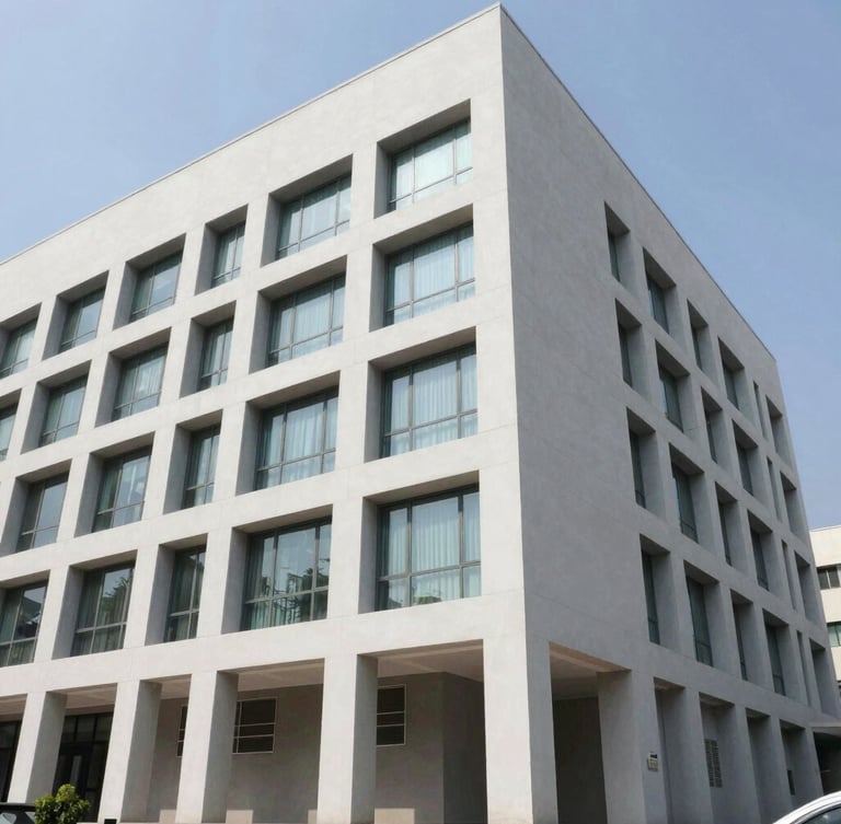 A real independent floor building facade in Sushant Lok, Gurugram, clean modern architecture, bright daylight, realistic environmental photography.
