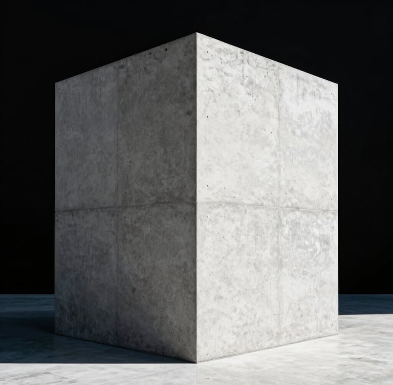 Ultra-wide minimalist architectural photography of a stark concrete monolith in Zurich, sharp high-contrast studio lighting, deep shadows, 35mm