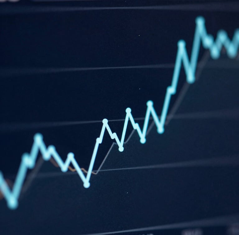 Macro-focused UI crop of a candlestick chart showing a long-wick liquidation event with sharp cyan structural lines on a deep navy background, matte-screen glow.