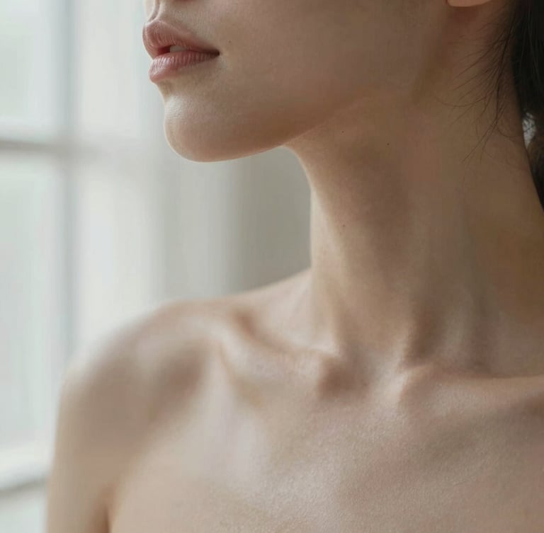 Elegant editorial photography of clean skin texture under soft natural window light, muted neutral tones, high contrast, shallow depth of field, 35mm