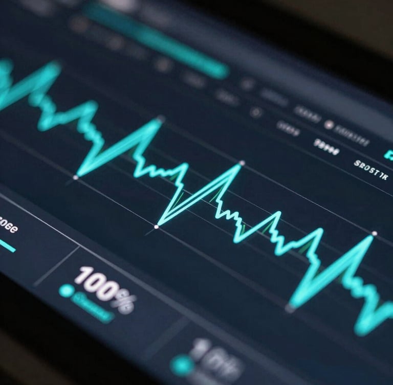 Macro close-up of a dark mode web interface displaying a 100% speed score, neon cyan data lines pulsing across a sleek dashboard, high-contrast studio lighting.