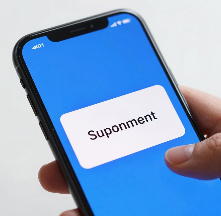 Macro shot of a modern smartphone screen in a hand, displaying active signal bars and a successful payment confirmation, bright blue ambient light, clean studio lighting, sharp focus.
