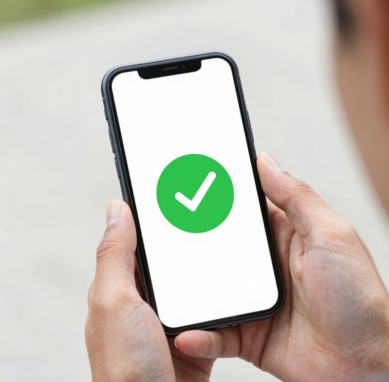 A close-up of hands holding a smartphone displaying a secure Pix payment screen with a green checkmark, bright clean lighting
