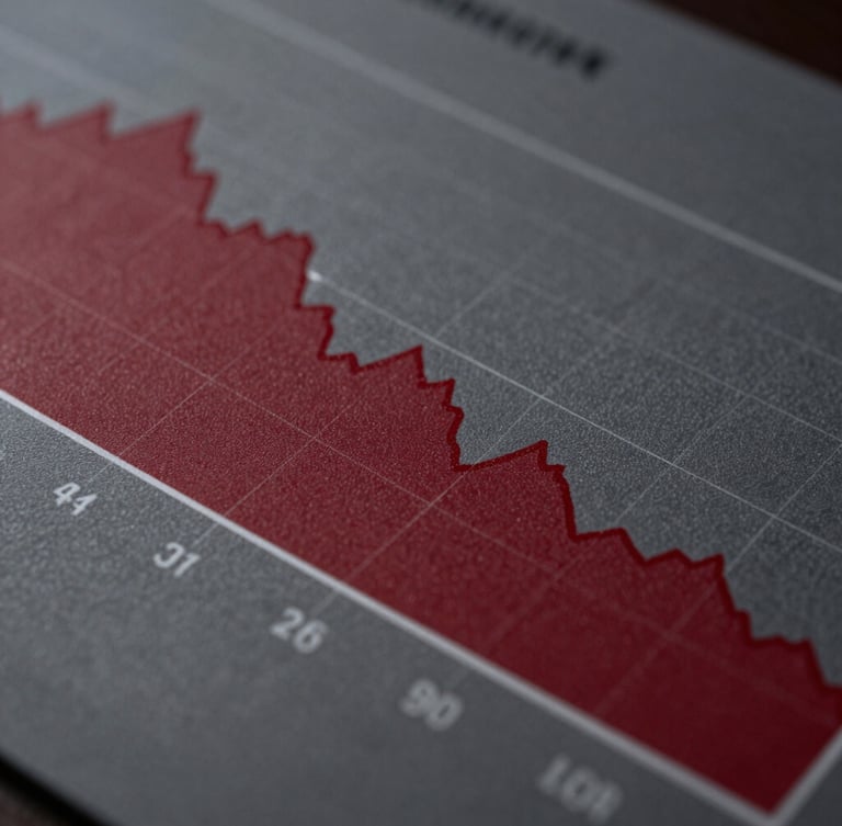 High-contrast macroeconomic data visualization chart displaying trade flows, deep crimson and charcoal tones, clean sober design, 35mm feel