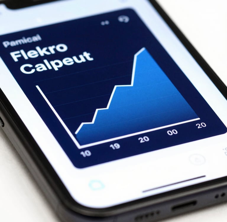 Macro photograph of a clean clinical software UI on a smartphone screen, crisp electric blue diagnostic charts, stark white typography against dark navy background, bright device glow