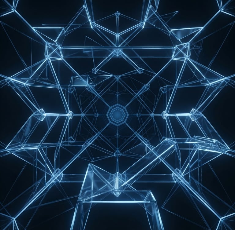 Sleek 3D render of a glowing structural vector pathway, dark obsidian background, subtle blue luminescent edge glow, minimalist geometric glass structures, centered, orthographic angle, octane render
