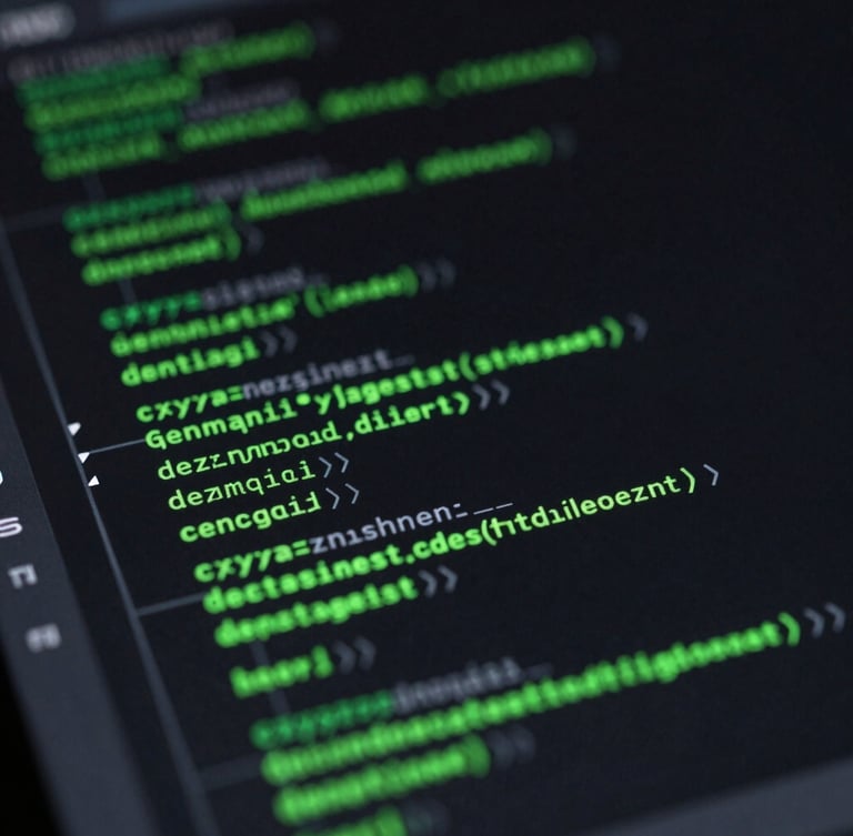 Close-up of a high-resolution code interface displaying architectural system diagrams, with sharp emerald green LED accents, low-key ambient light, high contrast, macro depth of field, minimalist workspace environment.