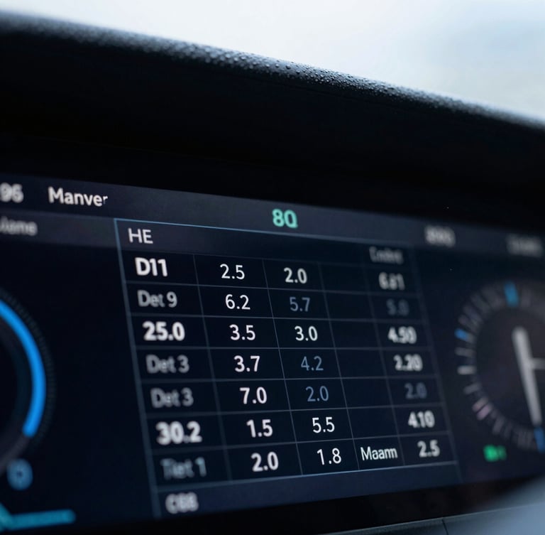 A macro close-up of a dark digital dashboard displaying real-time marketing analytics, high-contrast cool blue and charcoal tones, sharp grid lines