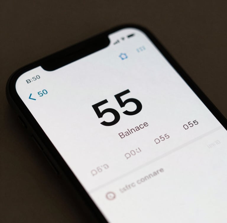 Close-up of a clean digital banking app interface on a mobile screen displaying a corporate USD balance, minimalist layout, soft shadows.