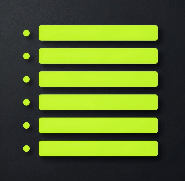 Top-down orthographic vector interface mockup displaying nested component states with electric lime highlights, dark slate background, portrait aspect ratio