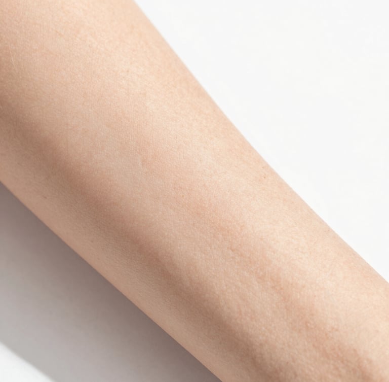 Clean clinical photography of real unretouched skin showing genuine healing, bright natural daylight, soft skin tones, macro depth of field