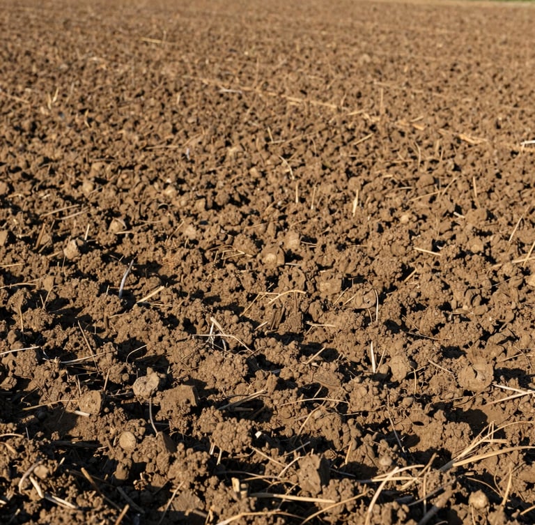 Wide environmental portrait of a thriving commercial crop field under bright morning sunlight, rich earth tones, 35mm