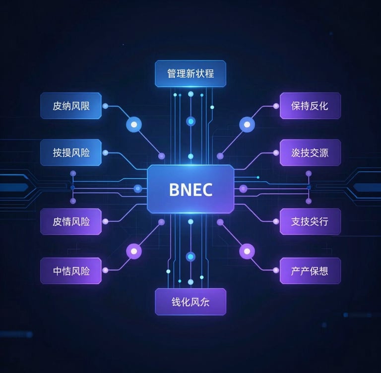 Sleek editorial photograph of a complex system architecture diagram overlaid with subtle electronic blue and lavender light trails, sharp focus.