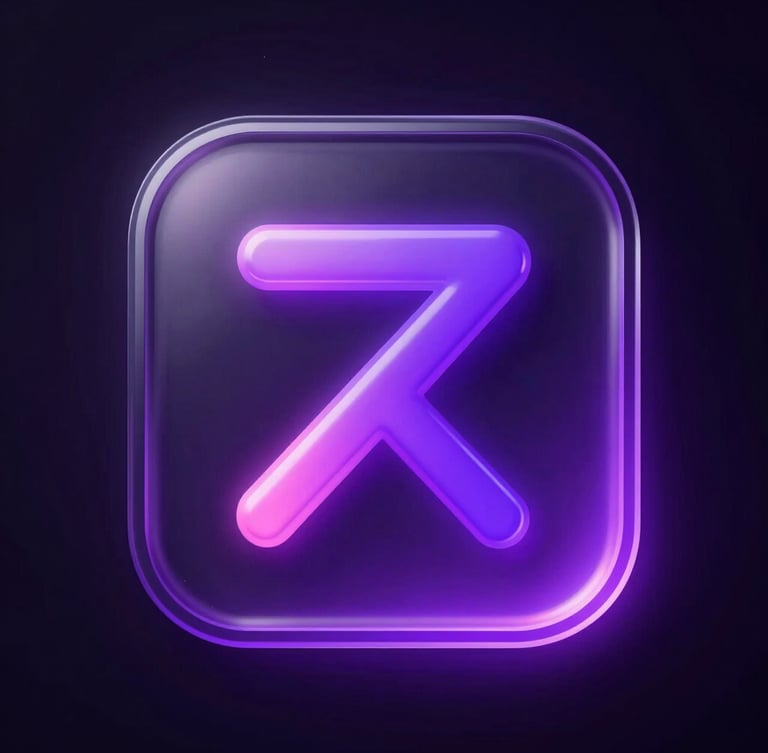 Macro close-up of a high-contrast glassmorphic widget interface showing neon data streams, dark studio background, vibrant purple backlighting.