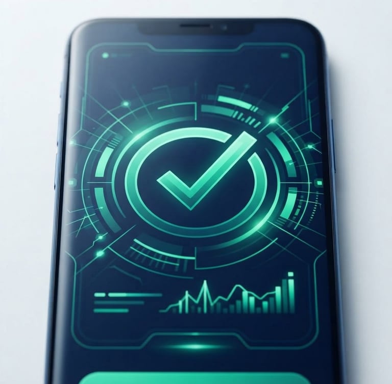 Close-up macro shot of a clean smartphone screen displaying a successful instant PIX transaction confirmation, bright studio lighting, emerald green accents, high-tech interface details