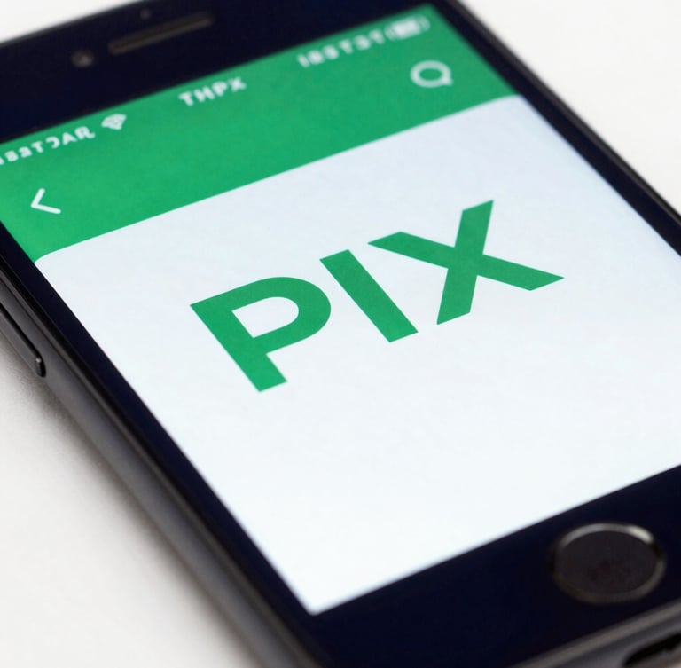Close-up macro of a smartphone screen displaying a successful instant PIX transfer receipt with emerald green accents, clean reflections, no text