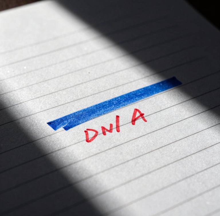 Extreme close-up of a marked-up copy sheet with red pen corrections, harsh direct sunlight, deep shadows, stark monochrome with electric blue ink accents