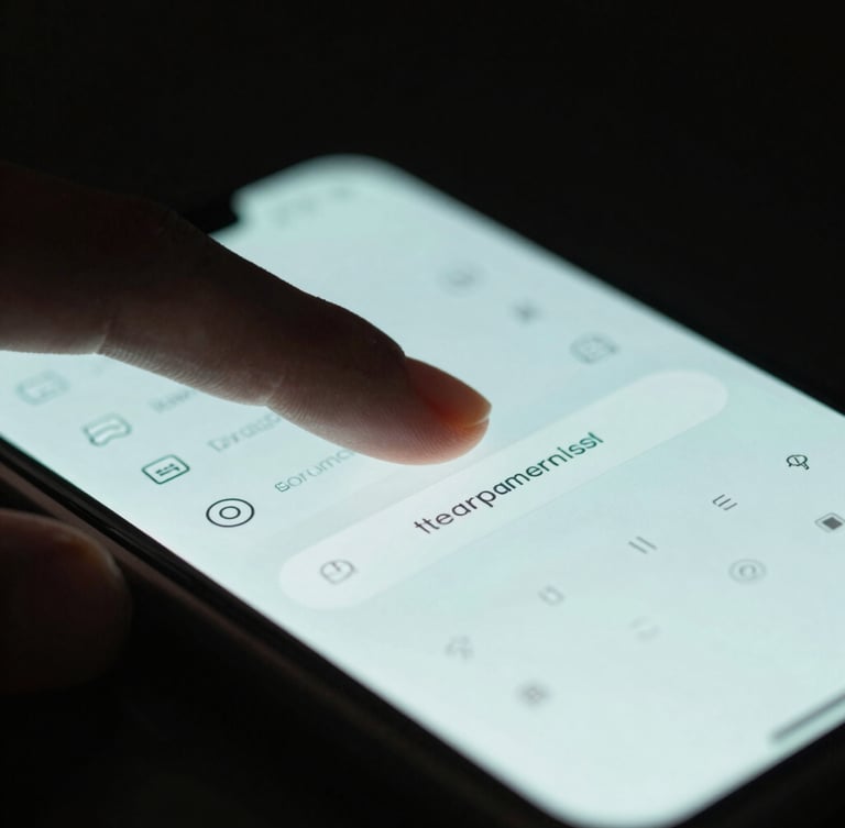 Extreme close-up macro shot of a finger interacting with a highly polished custom Android UI screen, soft mint rim lighting, moody dark studio setting, shallow depth of field