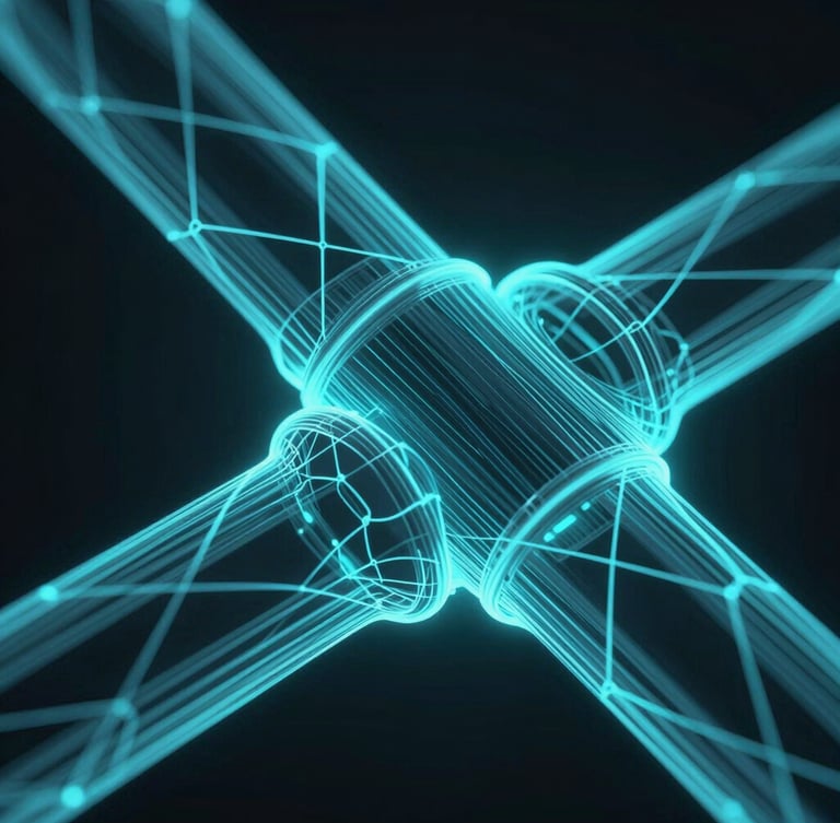 Extreme close-up of a generative 3D structural wireframe joint, glowing cool cyan stress lines, deep obsidian background, ultra-sharp details, 35mm lens