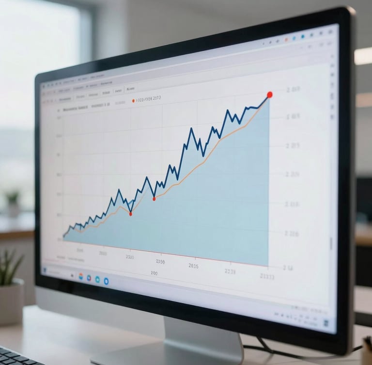 Macro close-up of a high-fidelity vector chart displaying asset allocation splits, cool crisp daylight reflecting off a modern glass screen, clean minimalist workspace background