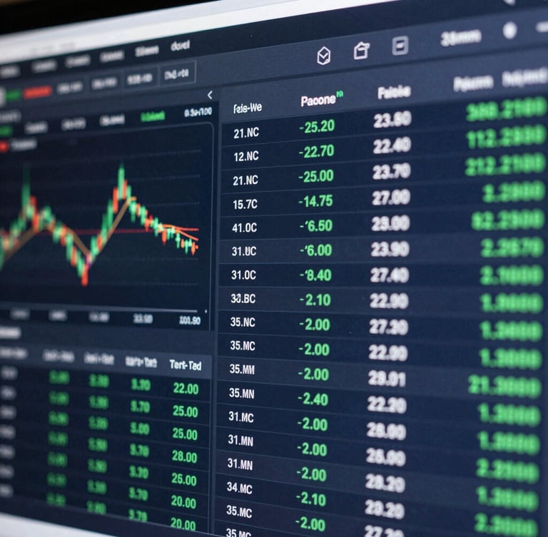 Macro shot of a high-end financial dashboard interface showing real-time transaction flows, bright cool studio lighting, navy and green accents, sharp focus, 35mm