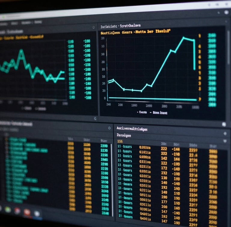 A dark-mode terminal screen displaying high-contrast cyan and amber telemetry charts, node execution speeds, and active multi-agent pipeline logs.