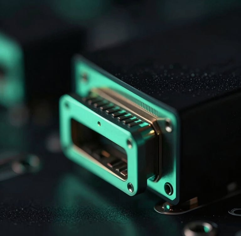 Macro shot of a physical hardware interface with sharp neon-mint ambient glow, dark obsidian background, high contrast, shallow depth of field