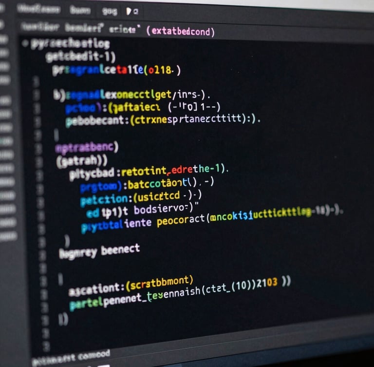 Macro shot of a clean, syntax-highlighted code block in an IDE, showcasing Python backend logic under low-key moody studio lighting.