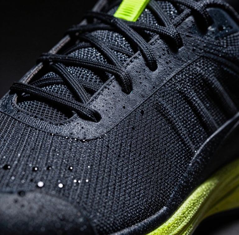 Extreme close-up of dark technical fabric fibers showing sweat-wicking texture, high-contrast spotlight, gritty athletic aesthetic, 35mm lens